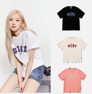 rose朴彩英同款5252oioi字母夏季短袖圆领纯棉宽松男女同款t恤
