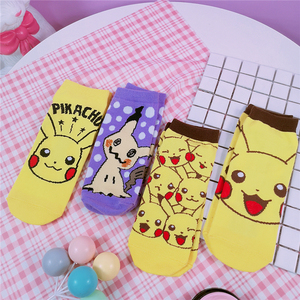 卡通皮卡丘棉袜子日系可爱短袜袜子女士成人袜