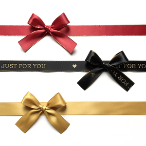 9cm成品蝴蝶结绑带-定制包装装饰礼物商务礼品礼盒丝带缎带金色
