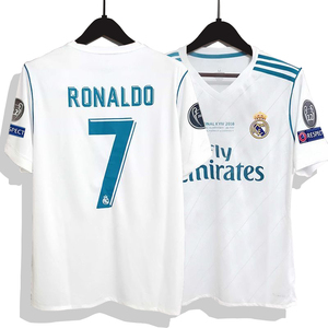 皇马主场复古球衣17-18赛季欧冠决赛版短袖7号c罗足球服套装定制