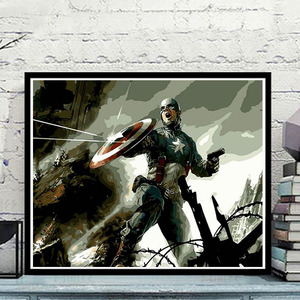 diy数字油画儿童卡通动漫手绘填色油彩画漫威复仇者联盟美国队长