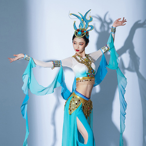 敦煌飞天汉服五星出东方异域风情服装西域古装肚皮舞西域敦煌服装