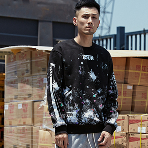 原宿风pgone同款卫衣ins bf风加绒欧美嘻哈外套冬季涂鸦男装上衣