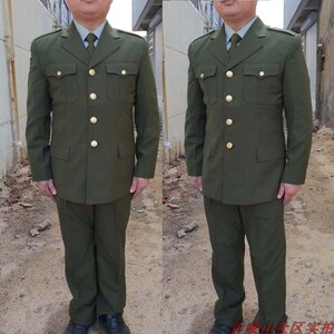 老式军绿色凡立丁毛料夏服上衣裤子套装 上世纪老式87夏常服老货