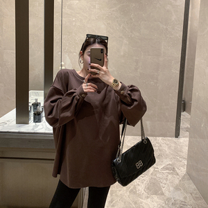 yangle_卫衣2021年新款秋冬薄款女潮ins宽松圆领韩版春装长袖上衣