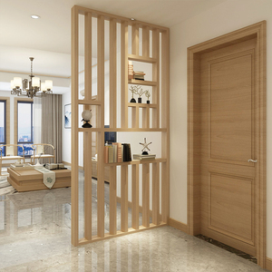 实木屏风置物架隔断墙入户玄关花架半透栅格栏柜客厅遮挡新中式