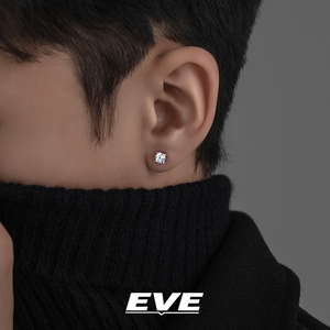 EVE925纯银养耳洞耳钉男士气质高级感防过敏新款2023爆款钻石耳饰