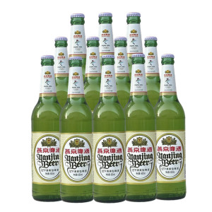 北京燕京啤酒10度清爽型600mlx12玻璃瓶整箱大绿棒子顺义原厂生产
