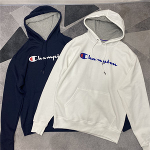 champion 冠军 正品男女情侣长袖运动加绒厚款印花连帽卫衣套头衫