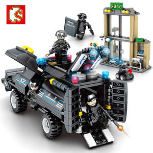 兼容乐高积木黑鹰特战队特警清障装甲车作战小队拼装模型儿童玩具