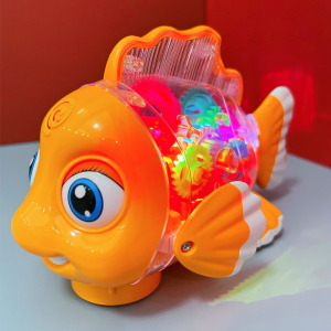儿童电动摇摆鱼透明齿轮鱼玩具万向行走小鱼0宝宝1一3岁2婴儿益智