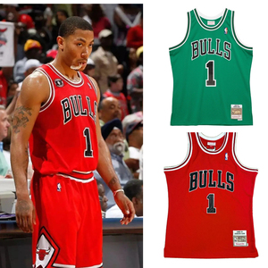 芝加哥公牛1号rose罗斯刺绣复古sw球迷版球衣篮球服球裤