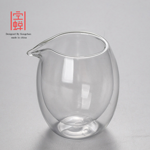 耐热加厚玻璃公道杯大小号双层茶海分茶器透明锤纹匀茶杯茶具配件