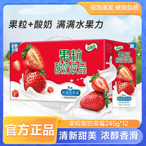 特价优酸乳果粒草莓味酸奶饮品245g*12盒【保质期6个月】
