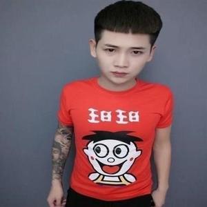 旺仔紧身衣旺旺精神小伙抖音同款短袖t恤修身衣服大红色卡通小衫
