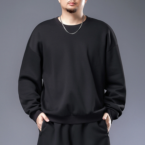 加肥加大宽松卫衣男胖子春秋休闲纯色内搭打底衫大码肥佬圆领长t