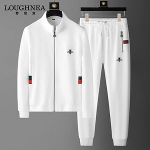 LOUGUNEA高端小蜜蜂休闲运动套装男春秋季中年时尚简约潮牌两件套
