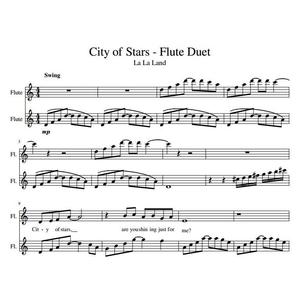 爱乐之城 City of Stars 长笛二重奏合奏谱总谱+分谱