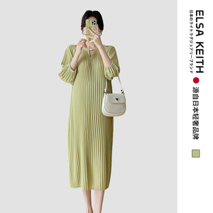 日本ELSA KEITH孕妇装春季新款连衣裙显瘦遮肉仙女裙压褶气质通勤