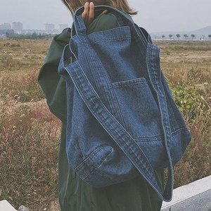 牛仔布包女2024新款大容量单肩购物袋斜挎包韩版时尚学生文艺布袋