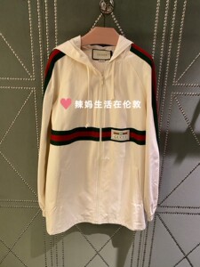 代购 英代正品gucci 2020新款女装 字母logo侧边装饰 连帽外套