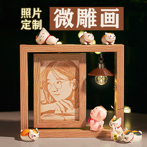 照片定制木刻画母亲送给妈妈的生日礼物实用diy手工创意中秋女友