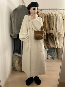 韩米莱毛衣外套女中长款设计感小众气质温柔大衣女款2022新款秋冬