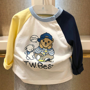 tw小熊21春秋新款男童装婴童中小童圆领长袖t恤打底衫t0la203802k