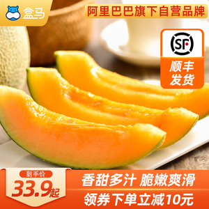 盒马海南都知果哈密瓜新鲜水果2.3斤起蜜瓜西州蜜网纹瓜顺丰包邮