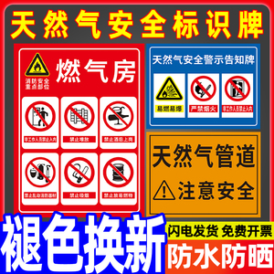 牌煤气灶消防安全危险警示标志牌墙贴燃气房严禁烟火警告指示标牌贴纸