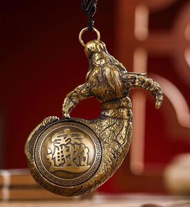 纯铜工艺品扭转乾坤创意手把件招财进宝牛赚钱包挂件铜钱转
