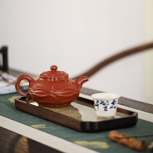 正宗宜兴紫砂壶 全手工制作 风卷葵 潘梅强紫砂壶 原矿大红袍朱泥