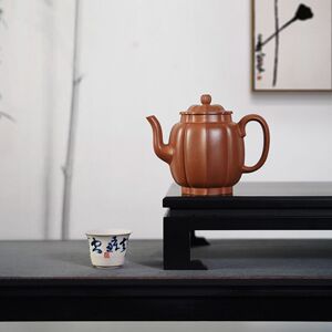 正宗宜兴紫砂壶 全手工制作 莲台居士 潘梅强紫砂壶 原矿沉香泥