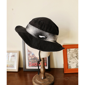 护林员 剪标原户外渔夫帽遮阳帽拼色格子边哥伦*男女盆帽冯小志529