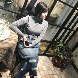 2022秋冬新裴秀智明星同款打底超弹纯色保暖高领修身毛衣针织衫女