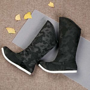 宁心莲厂家直销明制皂靴织锦缎男女汉服鞋登云履弓鞋34-46码