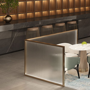 定做简约网红艺术不锈钢长虹玻璃矮隔断发光带灯屏风酒店铁艺隔挡