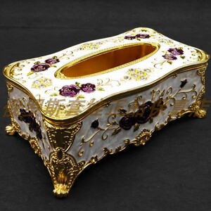 俄罗斯纸抽盒彩锡合金精美浮雕玫瑰花欧式复古高档家居用品包邮