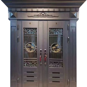 304不锈钢大门农村入户对开门别墅门罗马柱大门双开入户门