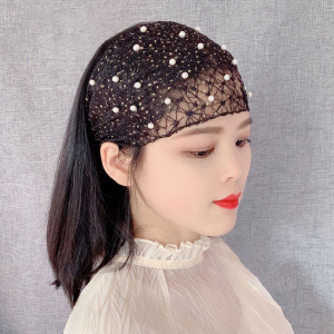 夏天遮盖白发帽子头饰薄款的短发夏季头巾女包头时尚蕾丝外出发带