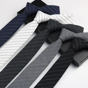 男士领带细窄版6cm韩版休闲时尚百搭黑白灰色潮流正装英伦手打棉