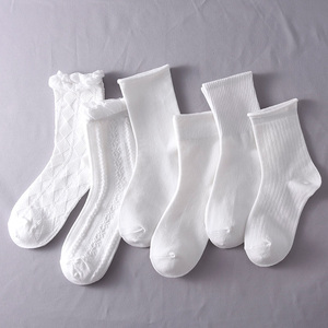 白色袜子女韩国日系百搭纯白长袜夏季薄款洛丽塔网红花边中筒袜潮