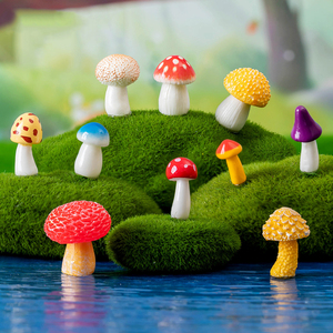 苔藓微景观创意仿真丛林小蘑菇盆景园艺DIY造景装饰品树脂小摆件
