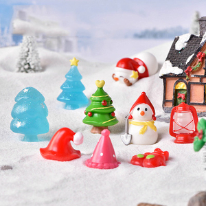 微景观树脂工艺品圣诞节饰品摆件可爱雪人圣诞帽煤油灯圣诞树手套