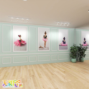 3d芭蕾舞舞蹈室墙纸网红艺术培训中心舞房舞蹈班装修设计背景壁纸