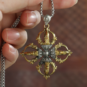 藏式纯铜尼泊尔普巴十字金刚杵吊坠头钥匙扣挂件秽迹金刚项链配饰