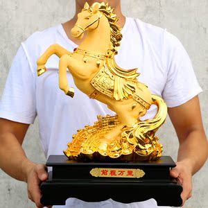 招财沙金马摆件马到成功客厅酒架电视柜装饰公司办公室开业礼品