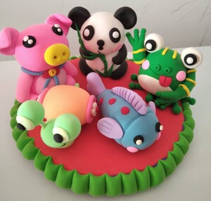 彩泥成品超轻粘土diy海洋动物海底q版动物作品手工作业太空泥摆件