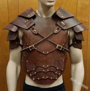 男士皮革束缚衣多片胸甲角斗装扮武士护肩 护甲cosplay中世纪肩甲