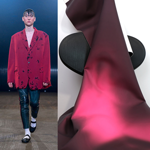 感温变色温变pu皮革纯色面料&黑红变玫粉服装设计师科技创意布料